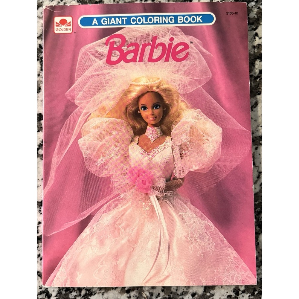 Vintage 1990 Barbie Bride Giant Coloring Book by Golden Doll Wedding